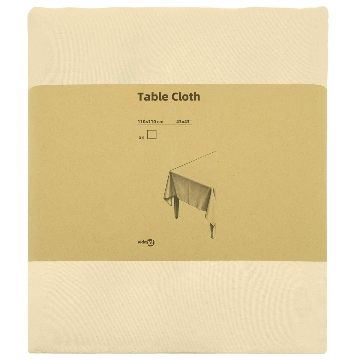 Table Cloth 5 pcs Square Cream White 110 x 110 cm Polyester