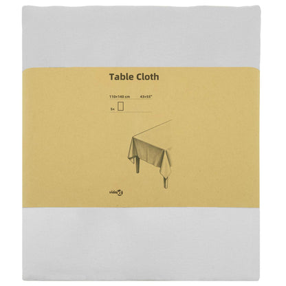Table Cloth 5 pcs Rectangular White 110 x 140 cm Polyester