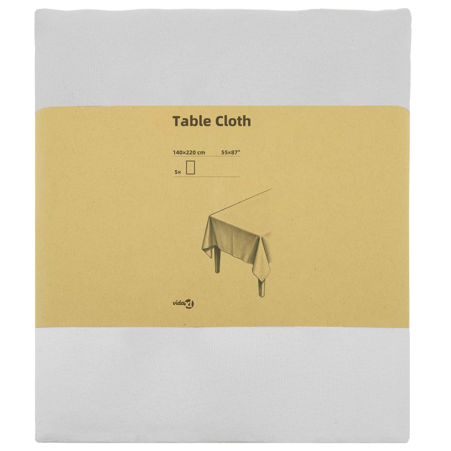 Table Cloth 5 pcs Rectangular White 140 x 220 cm Polyester