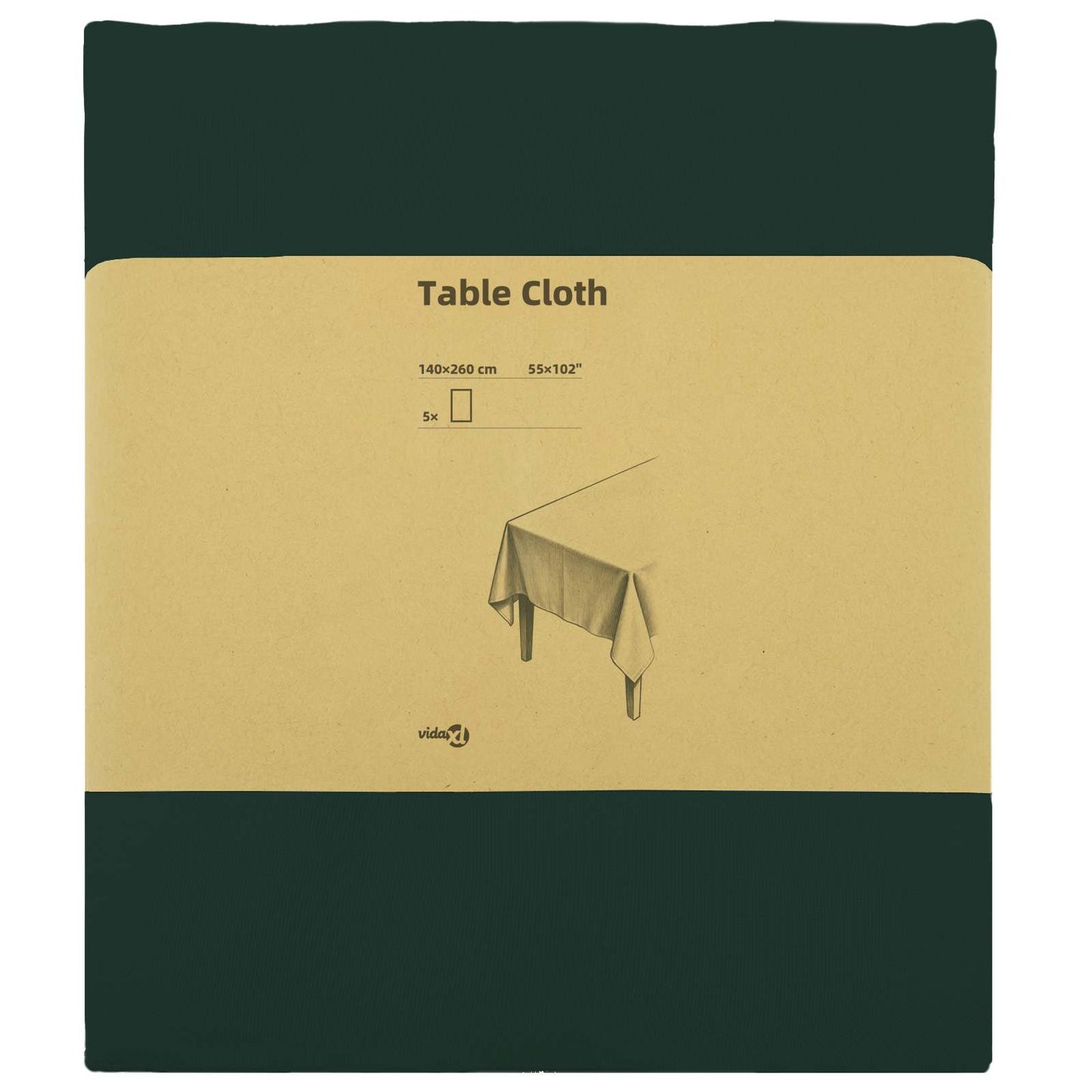 Table Cloth 5 pcs Rectangular Dark Green 140 x 260 cm Polyester