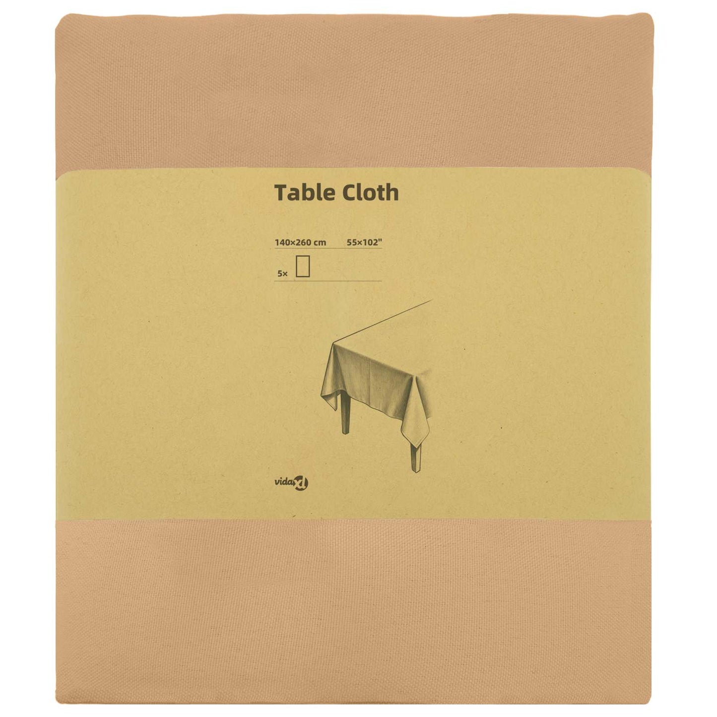 Table Cloth 5 pcs Rectangular Beige 140 x 260 cm Polyester