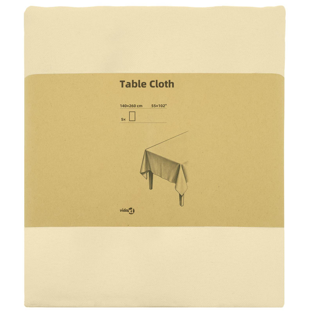 Table Cloth 5 pcs Cream White 140 x 260 cm Polyester