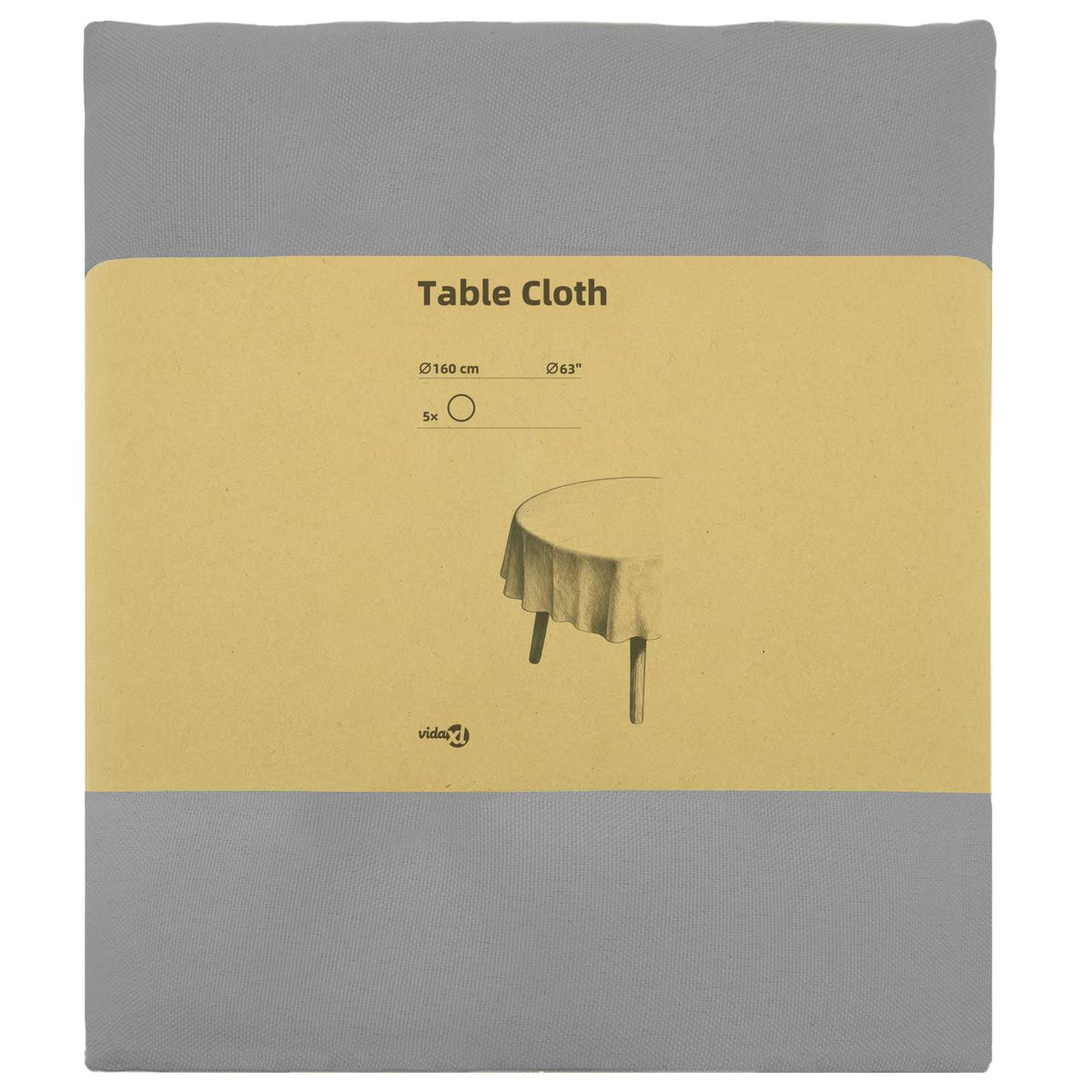Table Cloth 5 pcs Round Light Grey Ø 160 cm Polyester