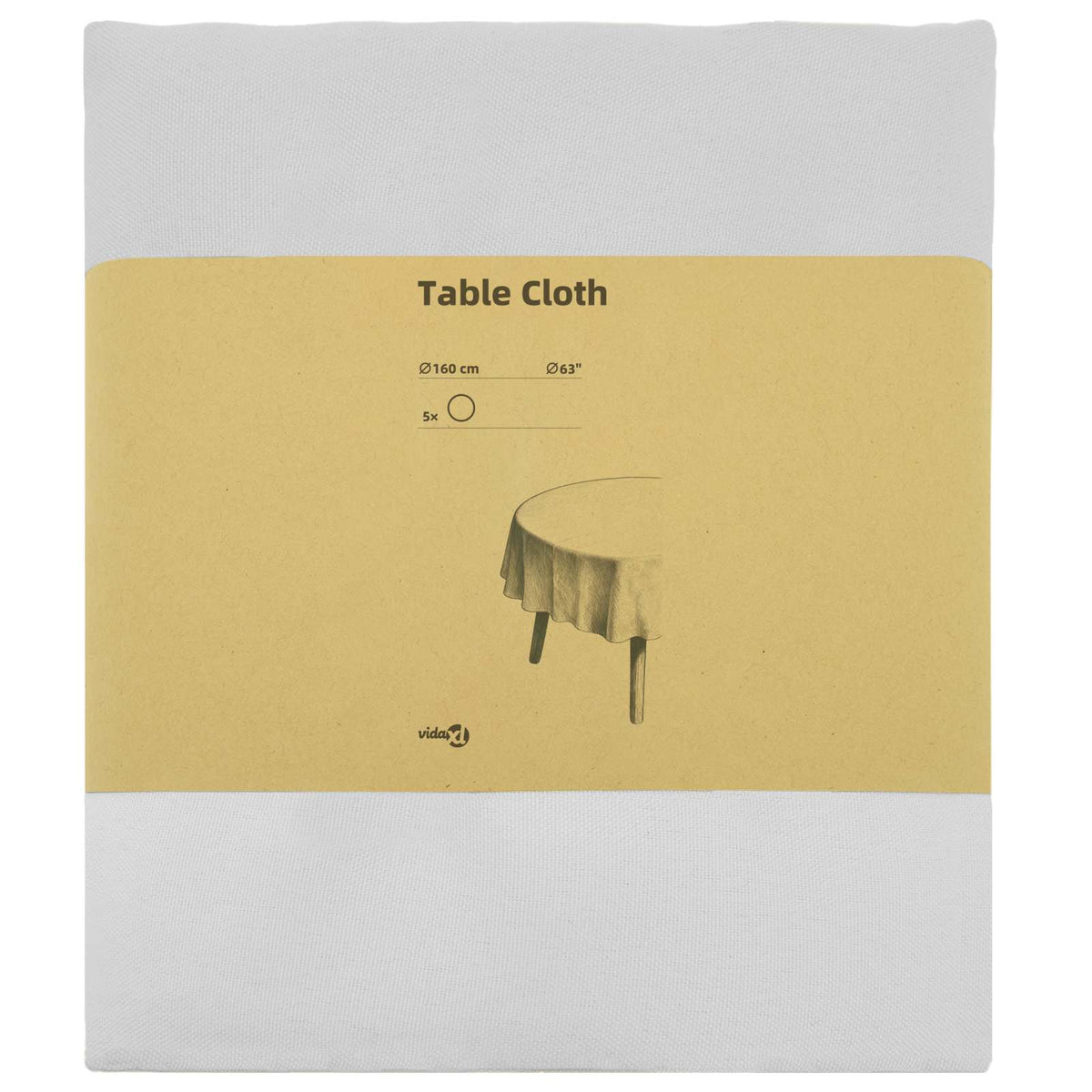 Table Cloth 5 pcs Round White Ø 160 cm Polyester