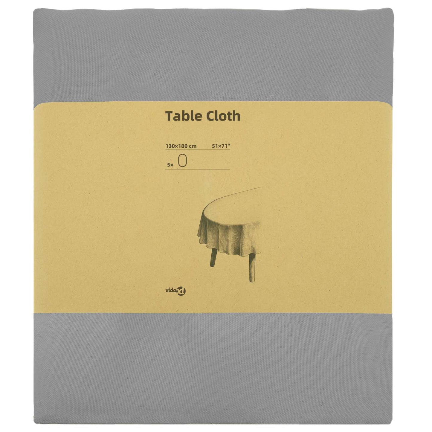 Table Cloth 5 pcs Oval Light Grey 130 x 180 cm Polyester