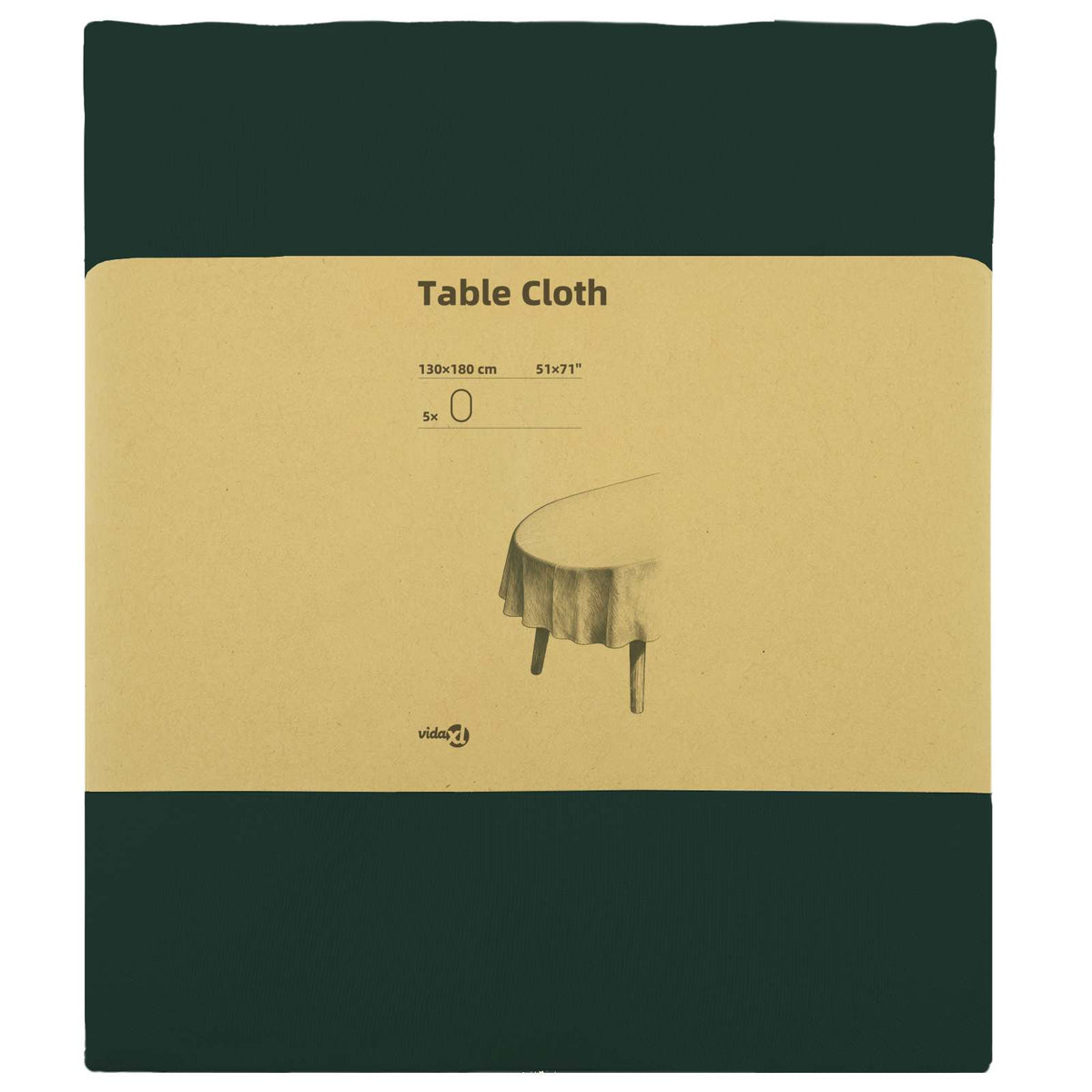 Table Cloth 5 pcs Oval Dark Green 130 x 180 cm Polyester