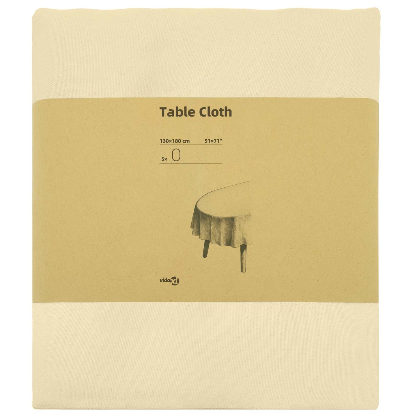 Table Cloth 5 pcs Oval Cream White 130 x 180 cm Polyester