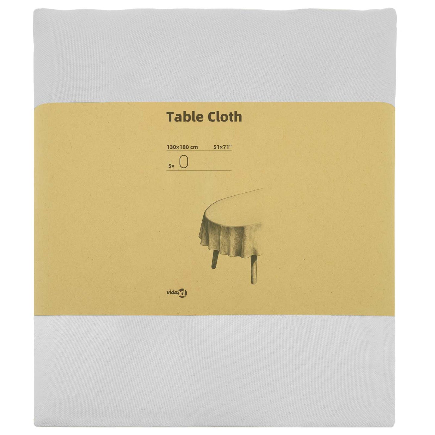 Table Cloth 5 pcs Oval White 130 x 180 cm Polyester
