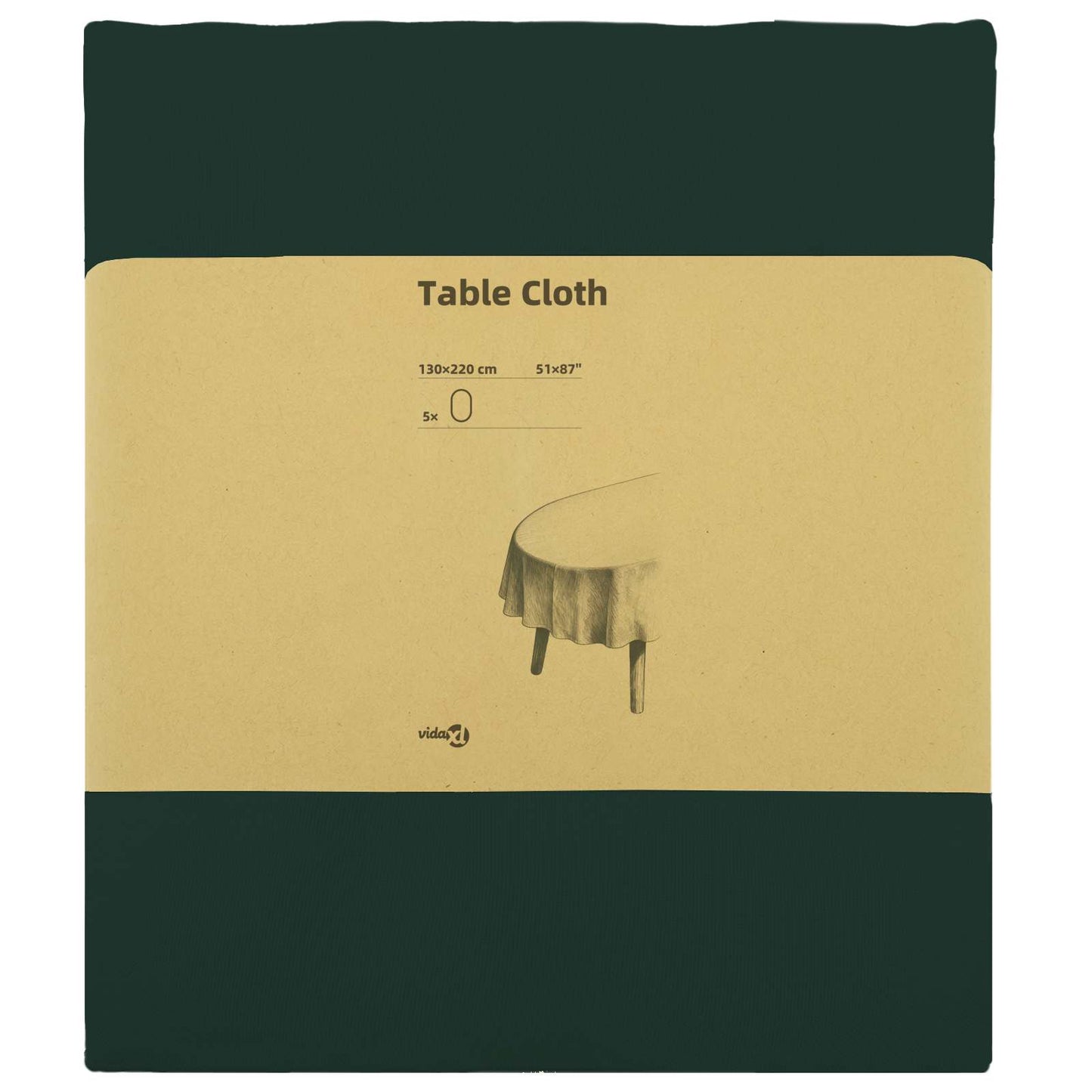 Table Cloth 5 pcs Oval Dark Green 130 x 220 cm Polyester