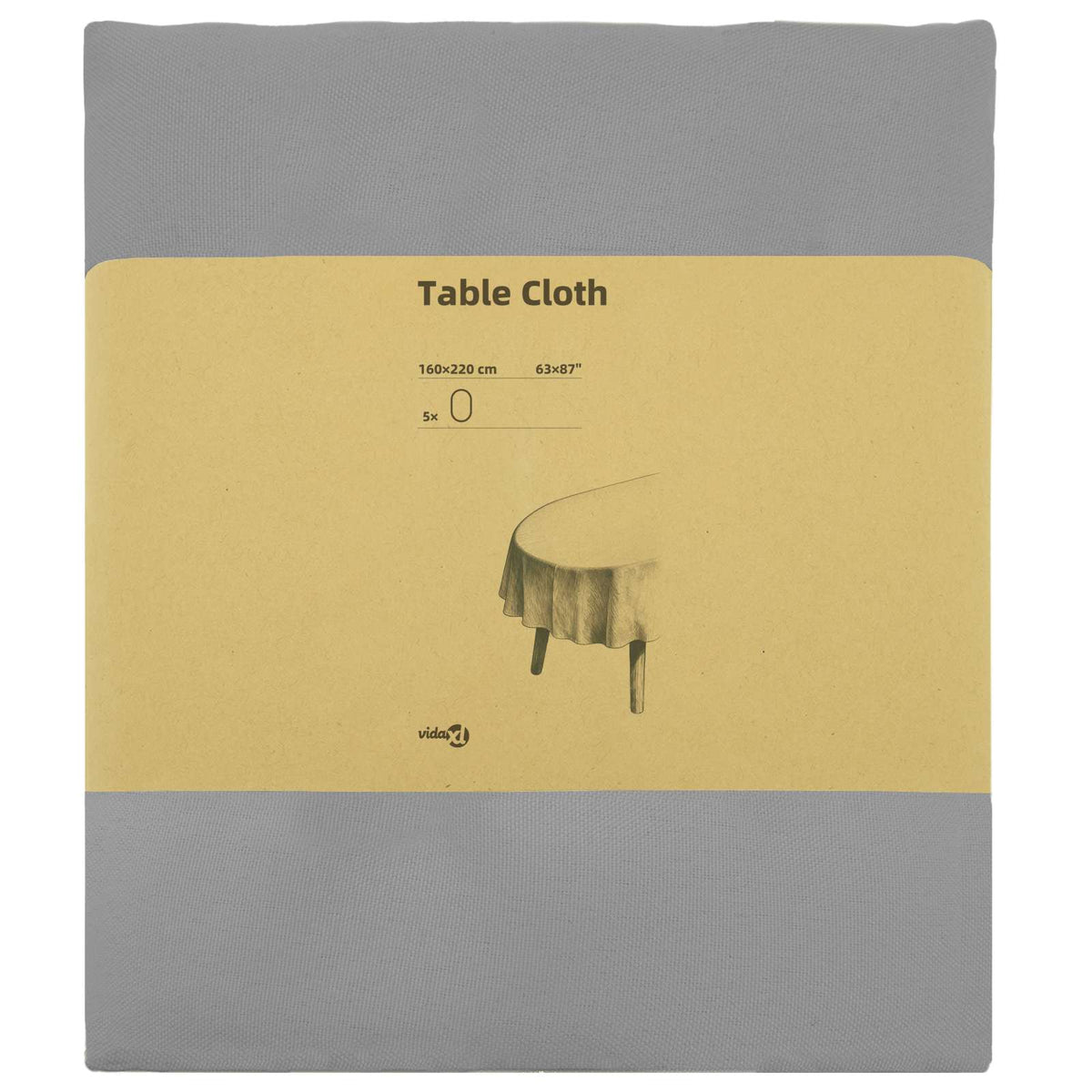 Table Cloth 5 pcs Oval Light Grey 160 x 220 cm Polyester