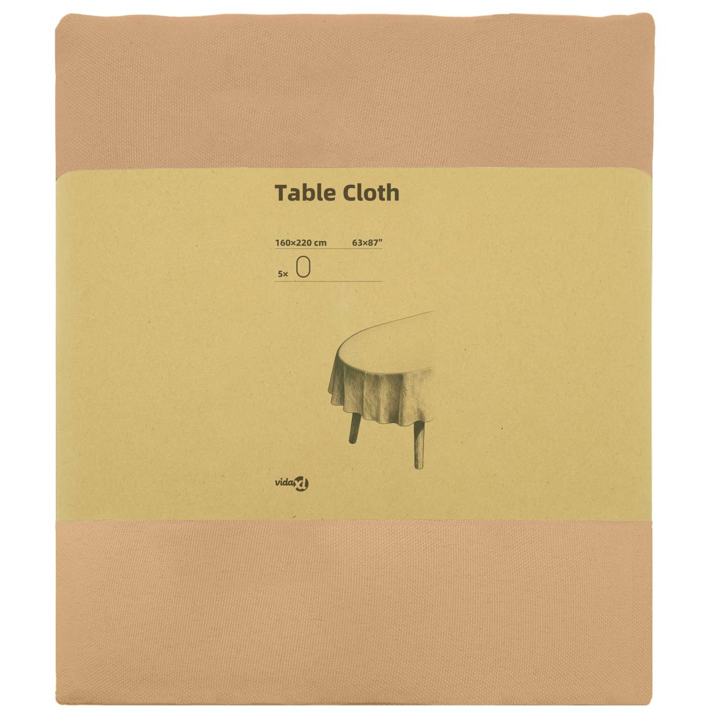 Table Cloth 5 pcs Oval Beige 160 x 220 cm Polyester