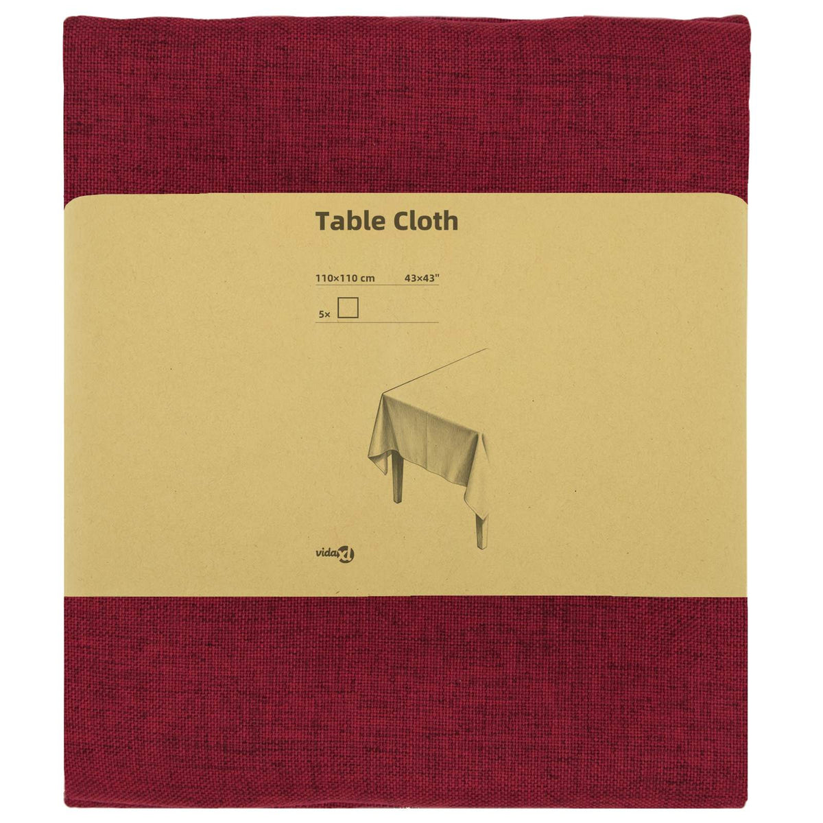 Table Cloth 5 pcs Square Wine Red 110 x 110 cm