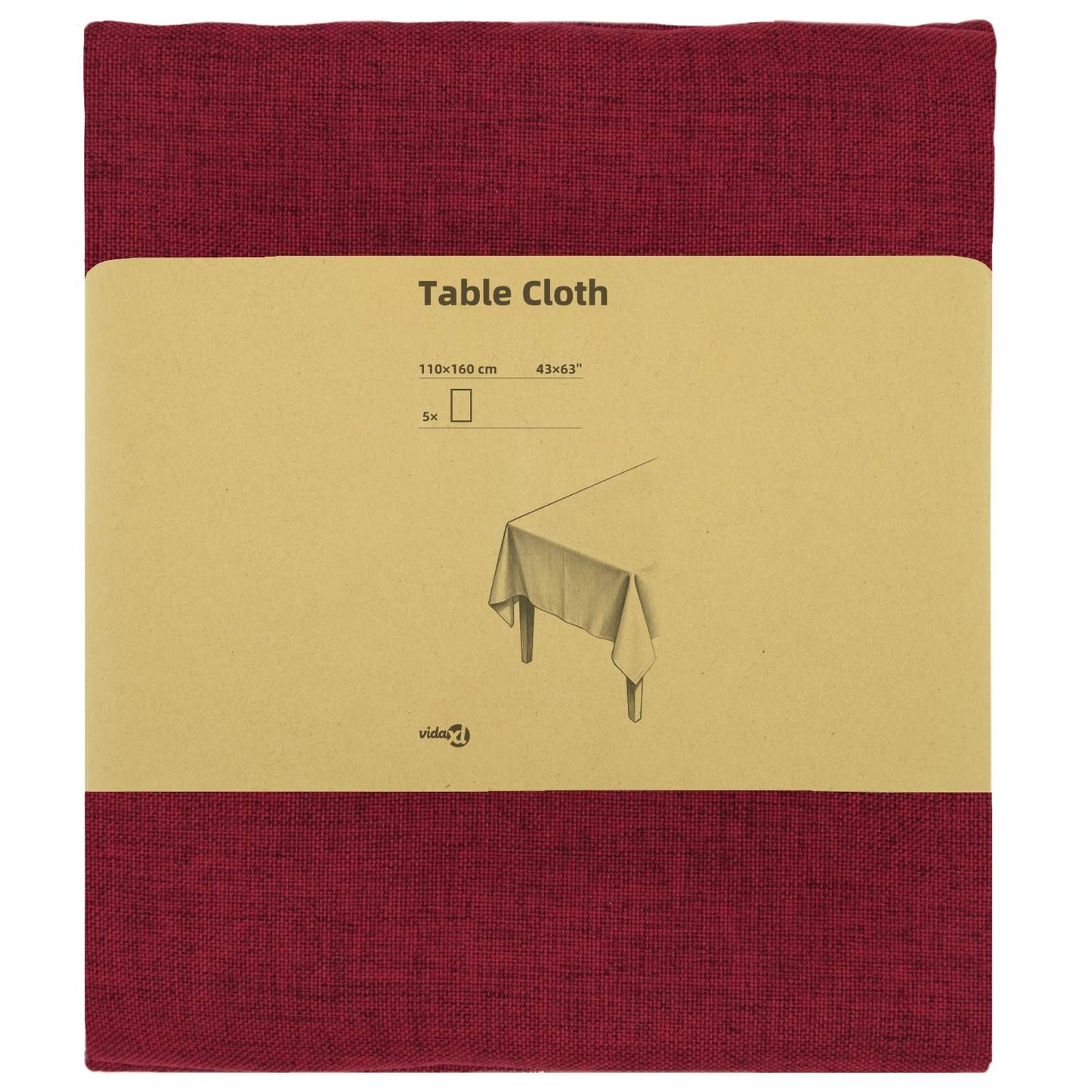 Table Cloth 5 pcs Rectangular Wine Red 110 x 160 cm