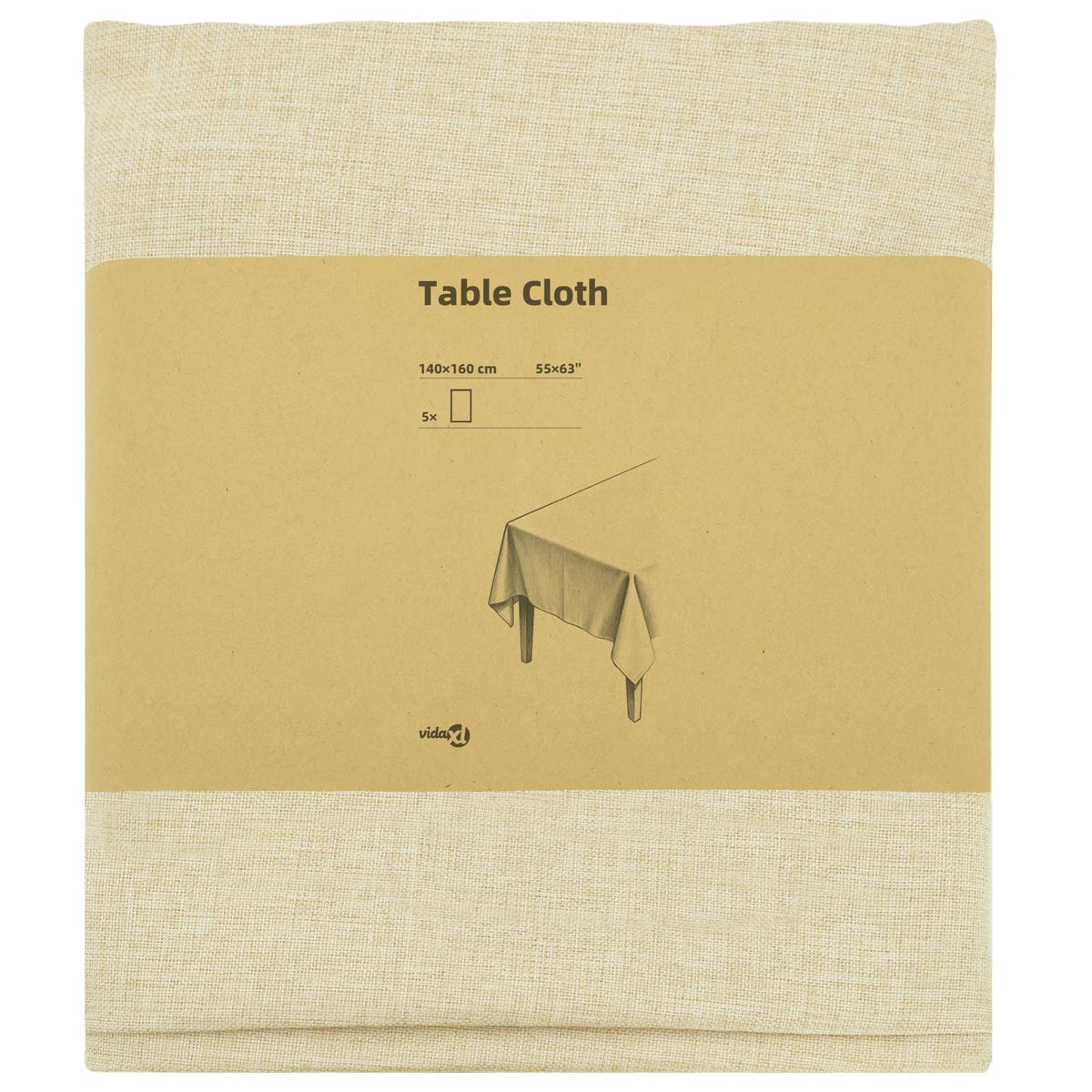 Table Cloth 5 pcs Rectangular Cream White 140 x 160 cm