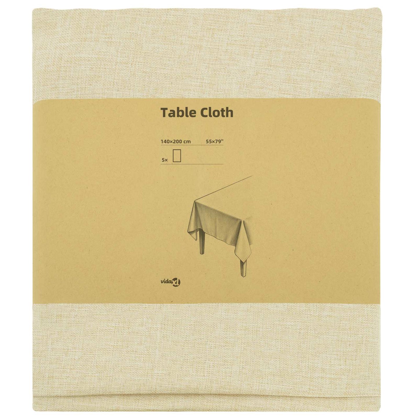 Table Cloth 5 pcs Rectangular Cream White 140 x 200 cm