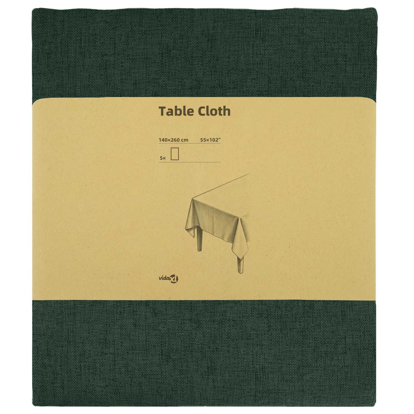 Table Cloth 5 pcs Rectangular Dark Green 140 x 260 cm