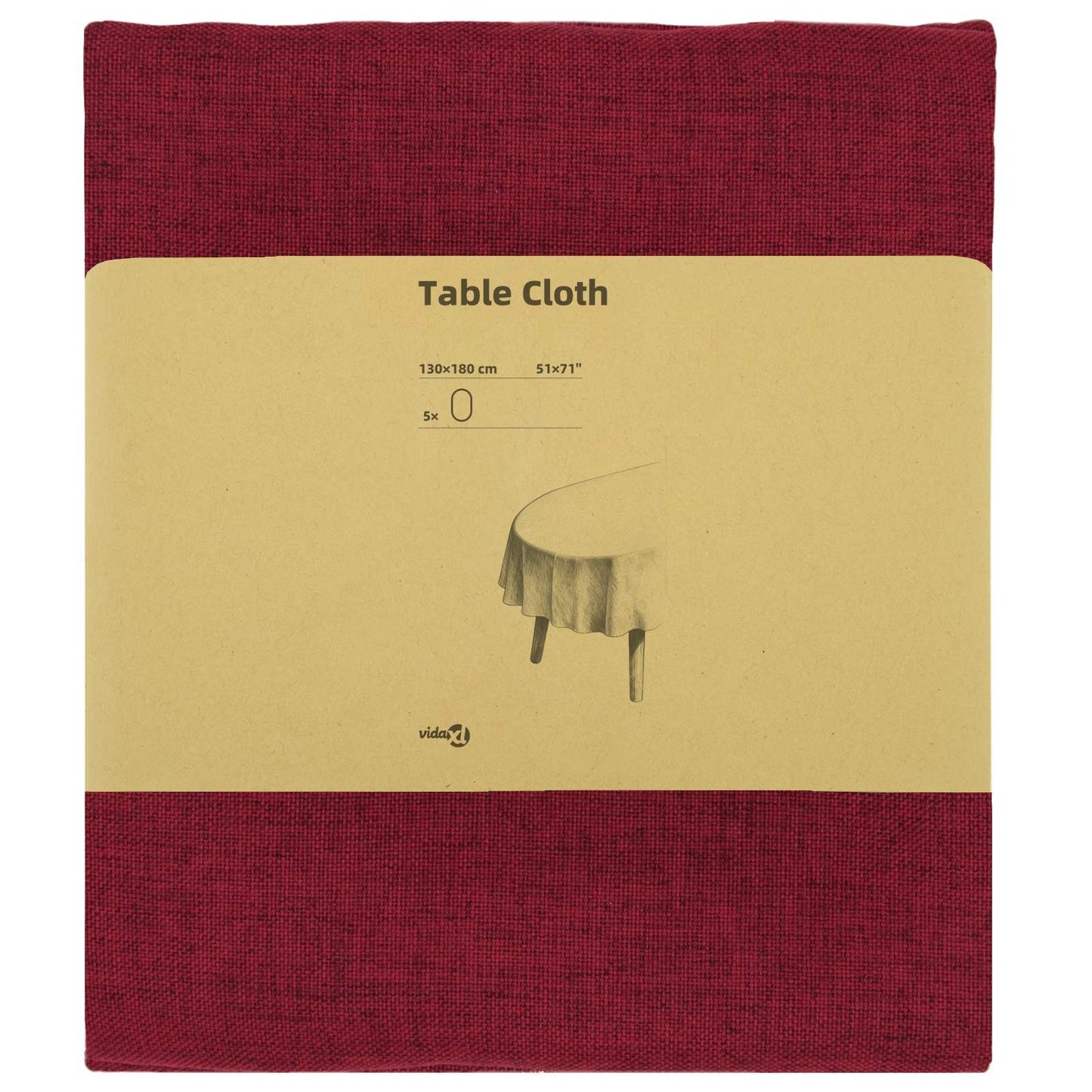 Table Cloth 5 pcs Oval Wine Red 130 x 180 cm