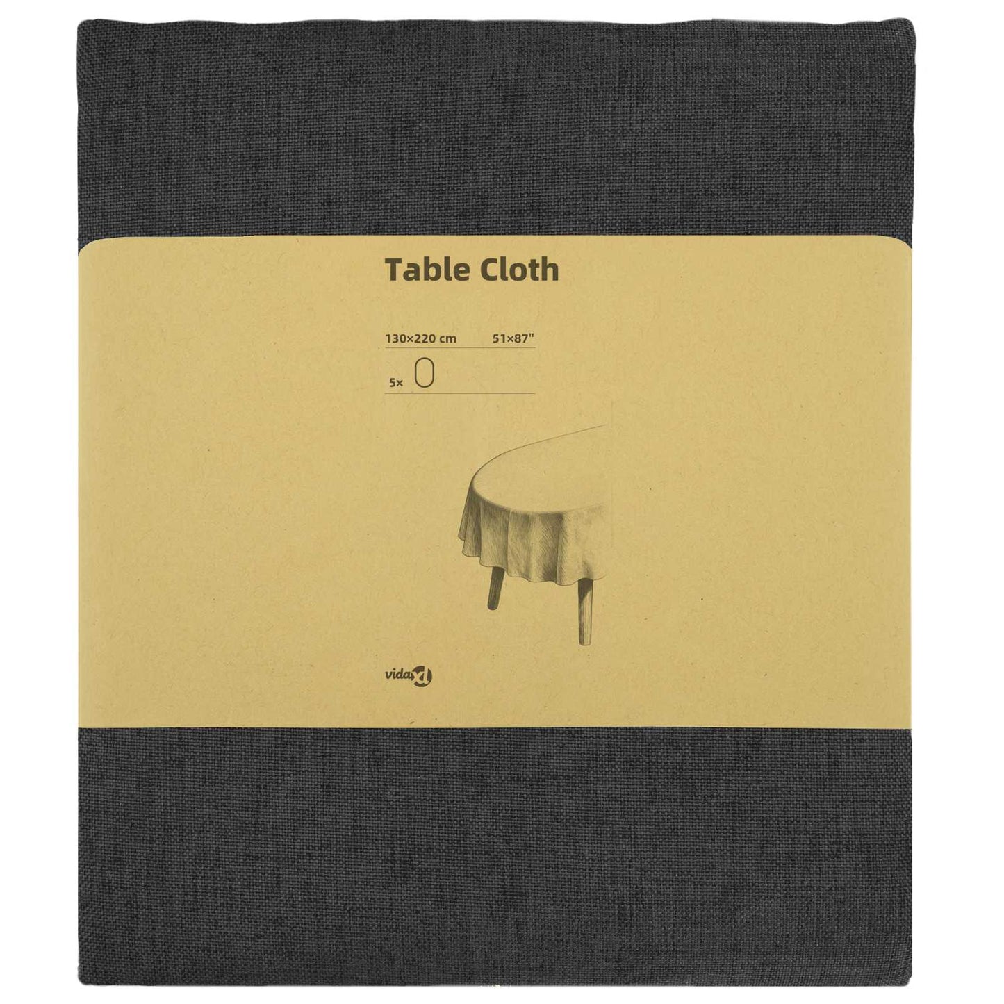 Table Cloth 5 pcs Oval Dark Grey 130 x 220 cm