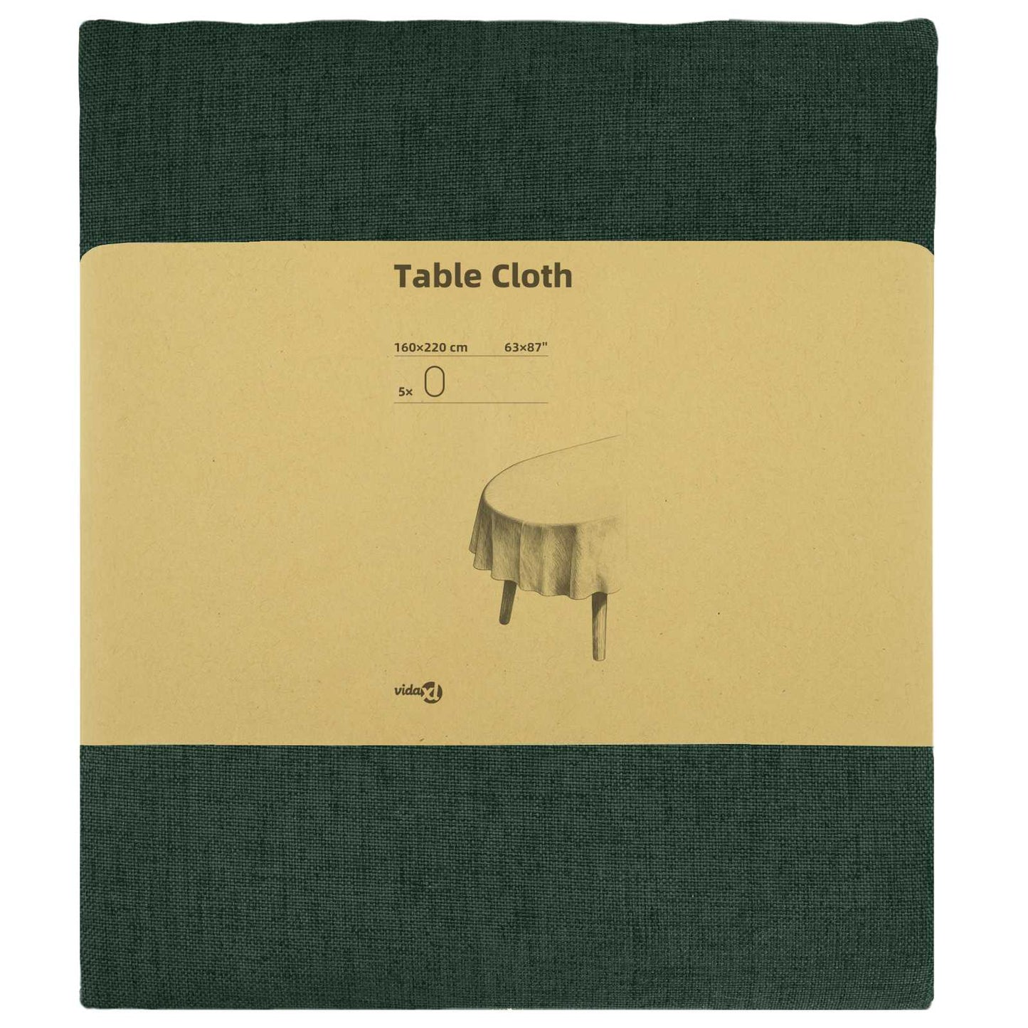 Table Cloth 5 pcs Oval Dark Green 160 x 220 cm