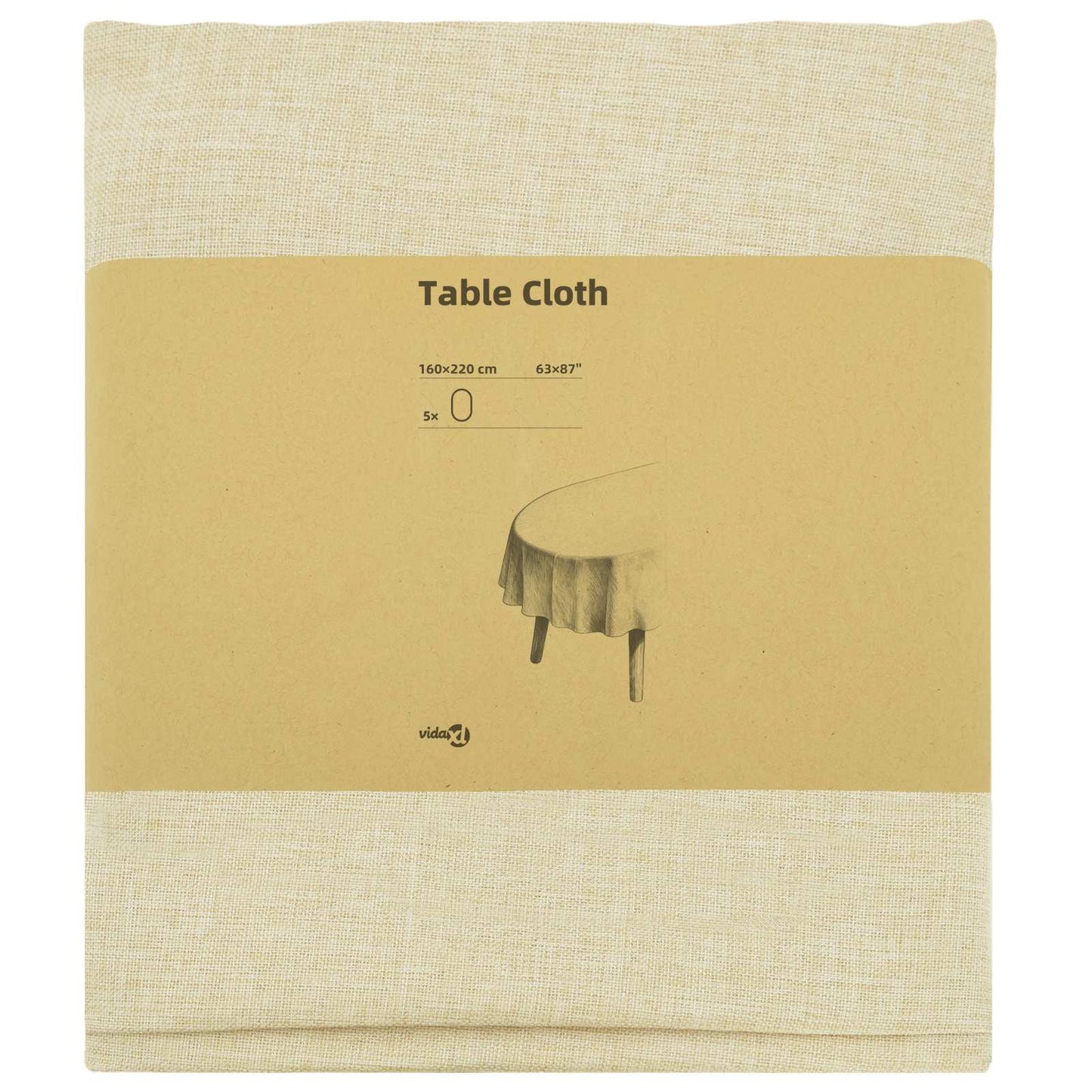 Table Cloth 5 pcs Oval Cream White 160 x 220 cm