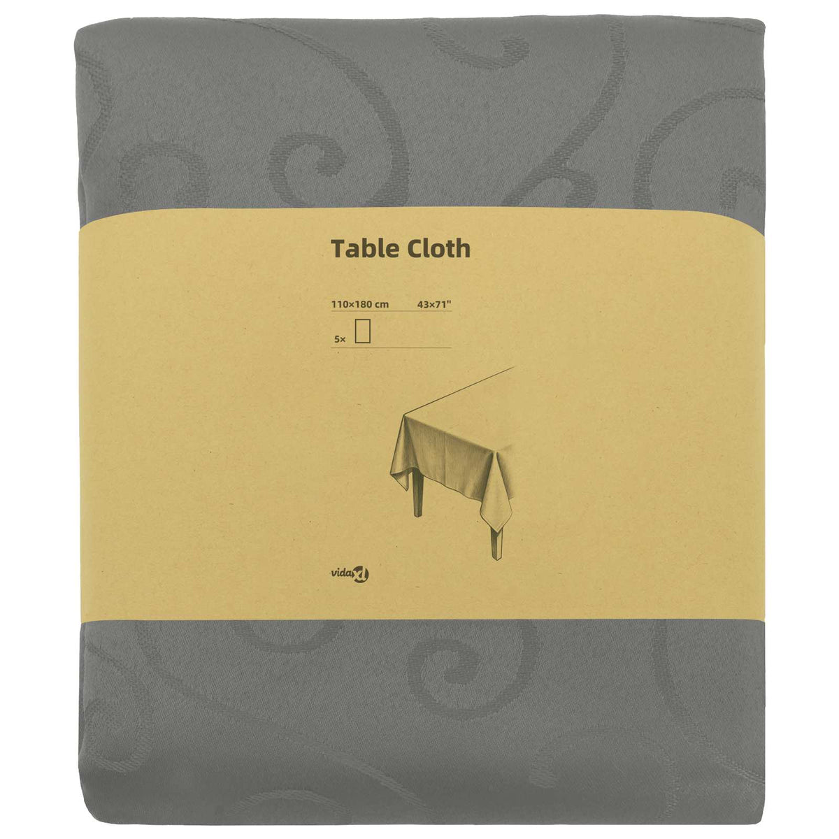 Table Cloth 5 pcs Rectangular Light Grey 110 x 180 cm