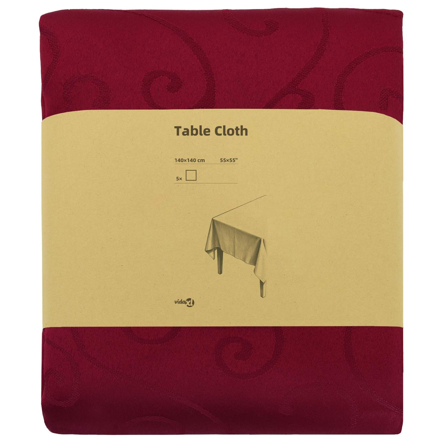 Table Cloth 5 pcs Rectangular Wine Red 140 x 140 cm