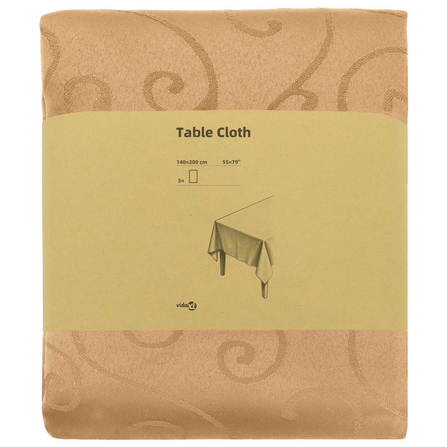 Table Cloth 5 pcs Rectangular Beige 140 x 200 cm