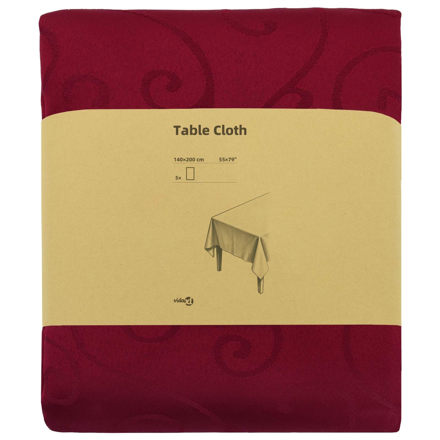 Table Cloth 5 pcs Rectangular Wine Red 140 x 200 cm