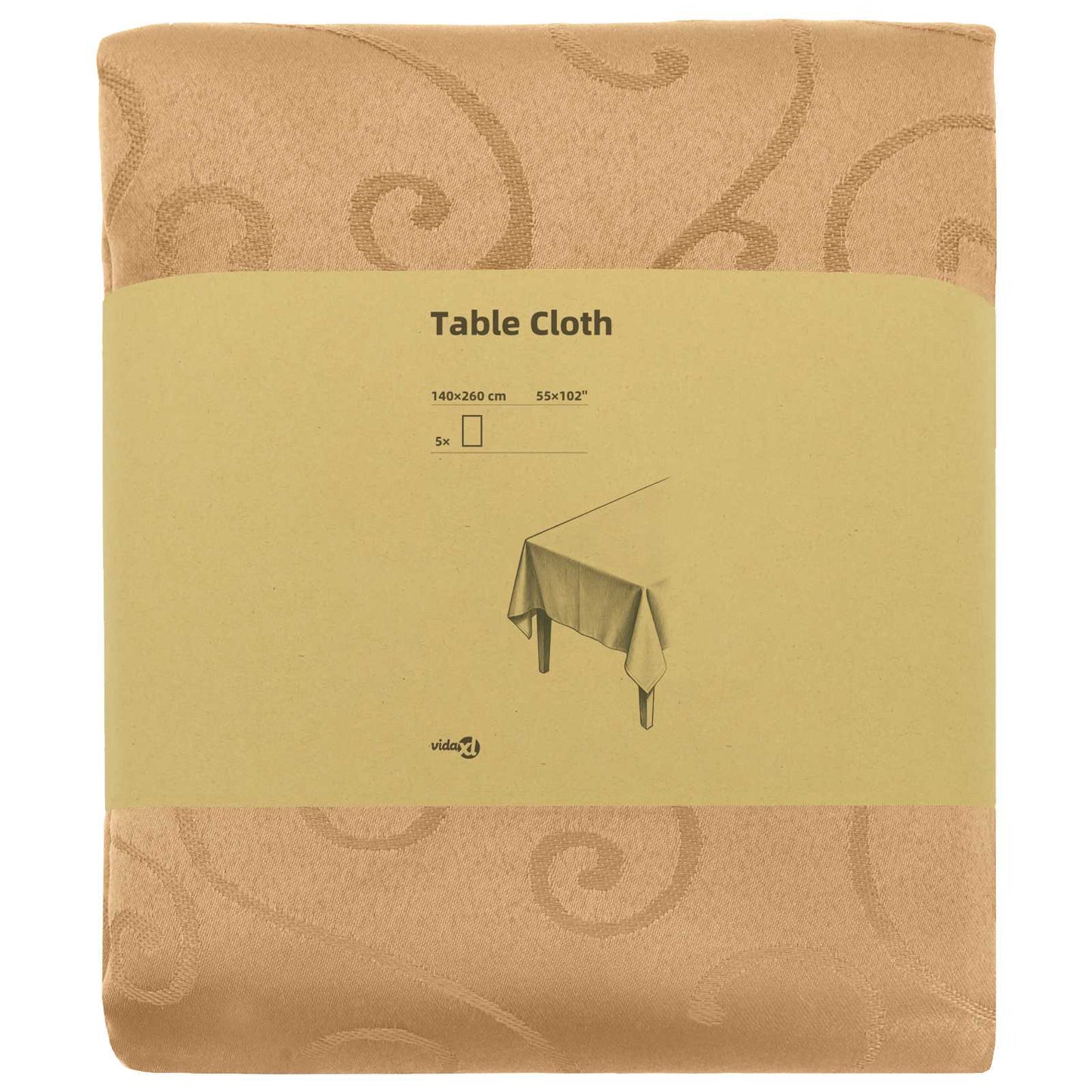 Table Cloth 5 pcs Rectangular Beige 140 x 260 cm