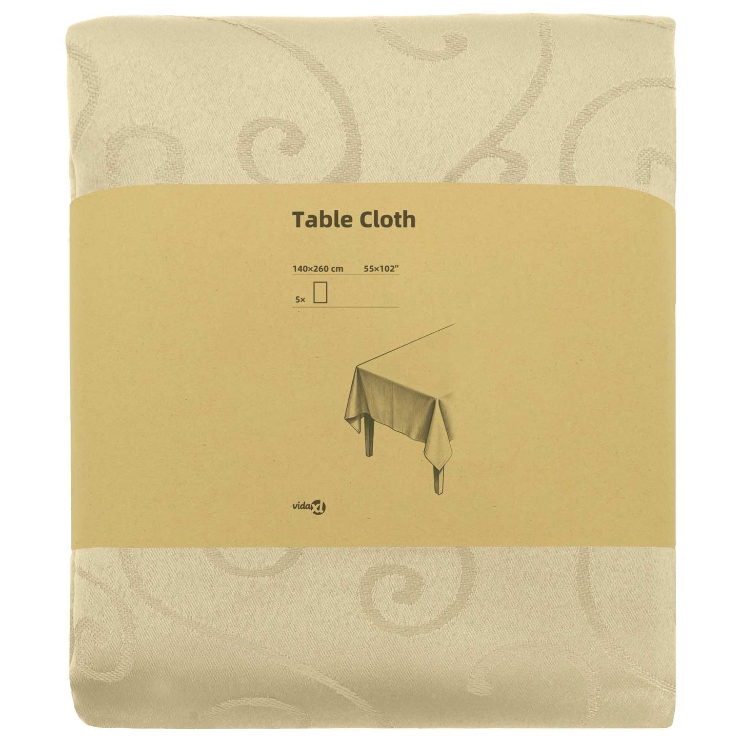 Table Cloth 5 pcs Rectangular Cream White 140 x 260 cm
