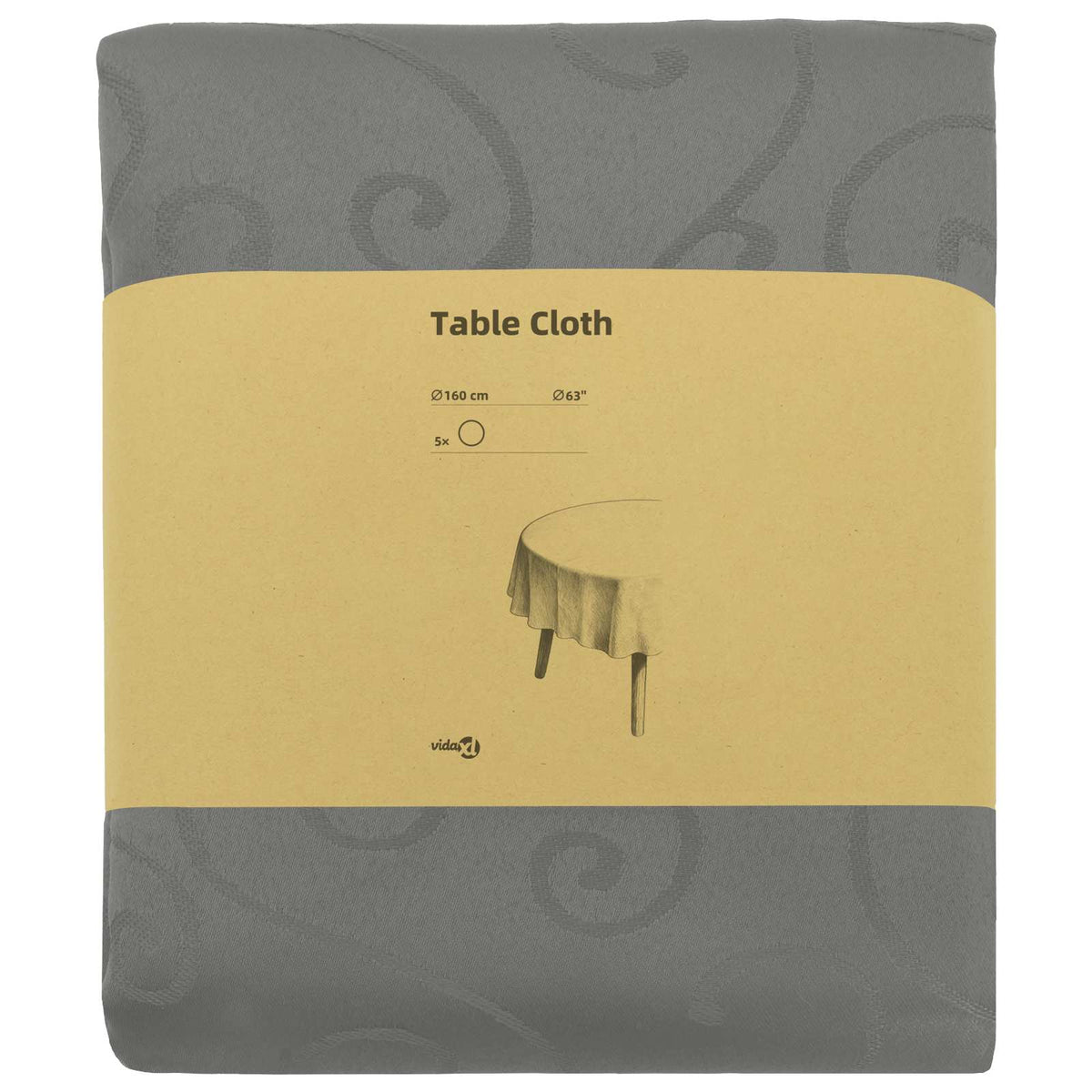 Table Cloth 5 pcs Round Light Grey Ø 160 cm