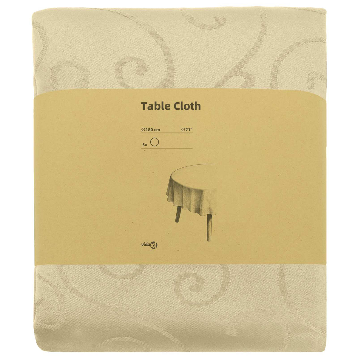 Table Cloth 5 pcs Round Cream White Ø 180 cm