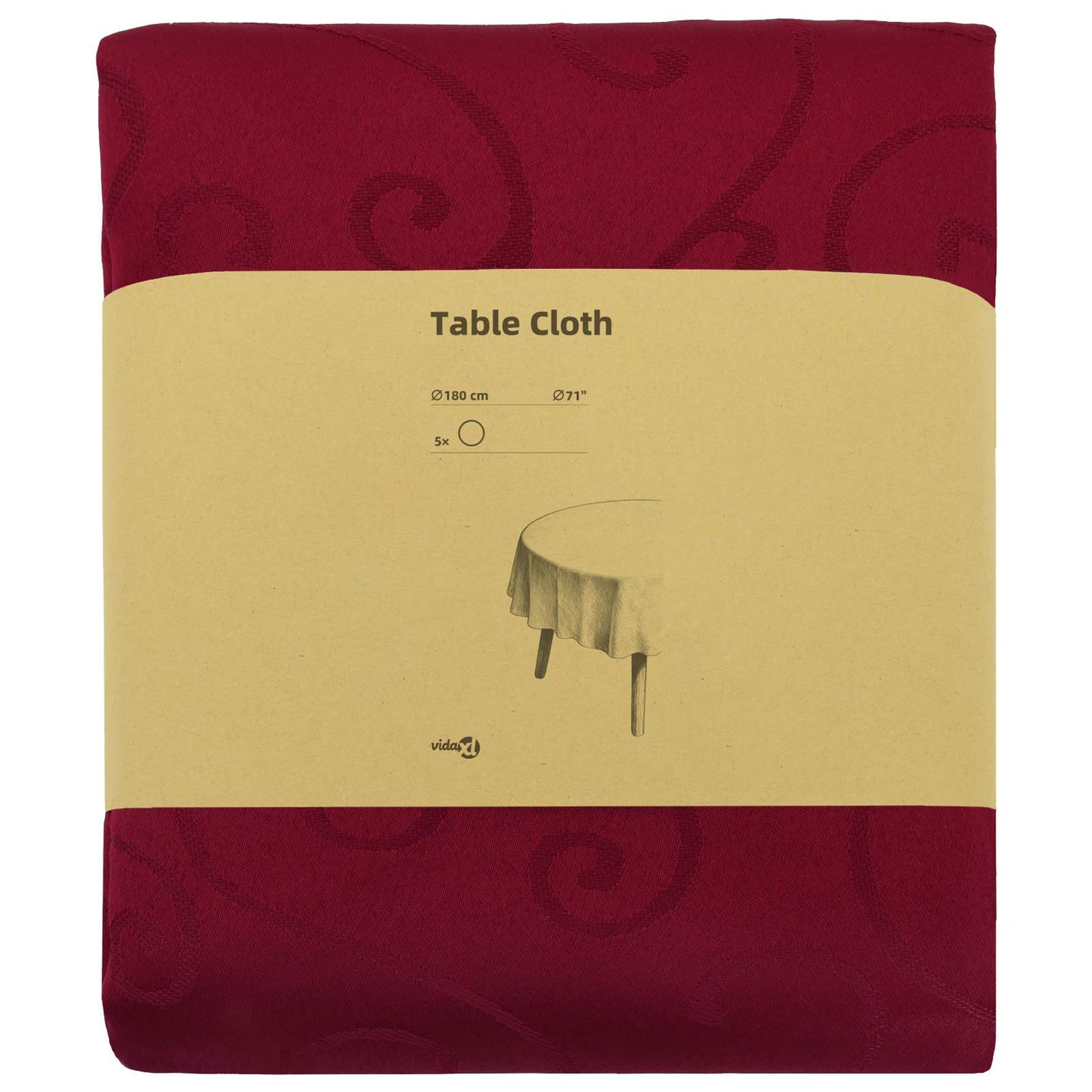 Table Cloth 5 pcs Round Wine Red Ø 180 cm