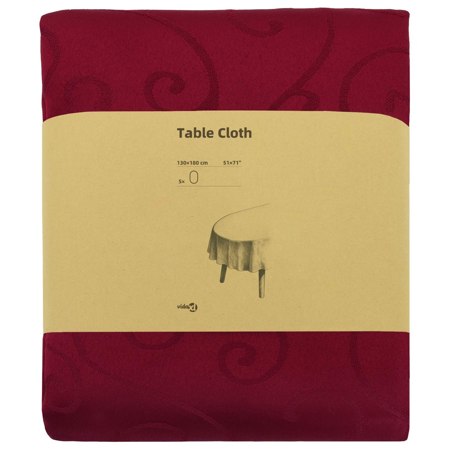 Table Cloth 5 pcs Oval Wine Red 130 x 180 cm