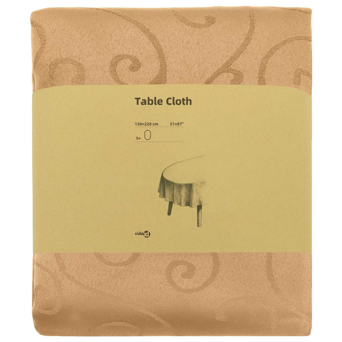 Table Cloth 5 pcs Oval Beige 130 x 220 cm