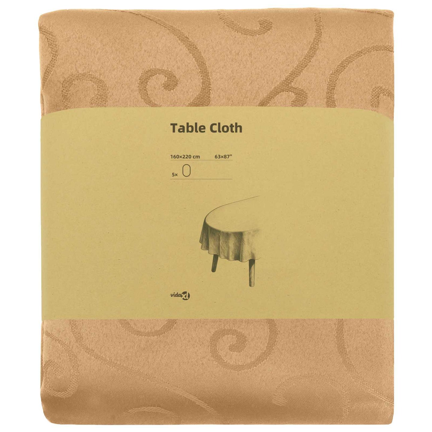 Table Cloth 5 pcs Oval Beige 160 x 220 cm