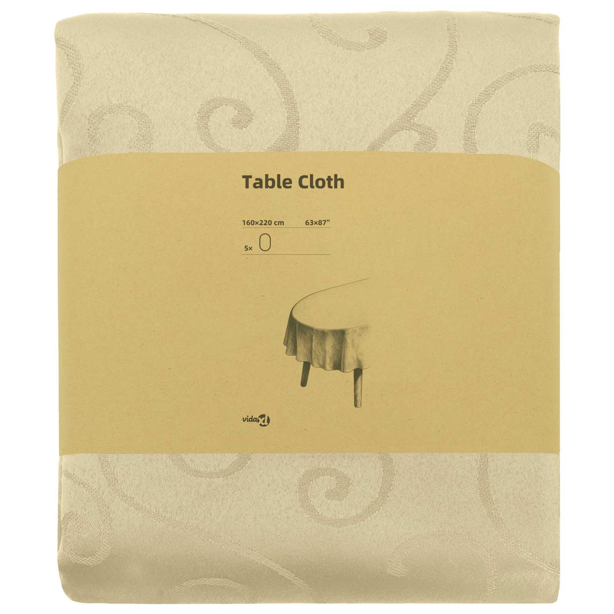 Table Cloth 5 pcs Oval Cream White 160 x 220 cm
