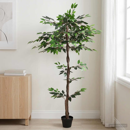 Artificial Ficus Plant Green 85 x 18 x 160 cm Fabric and Wood