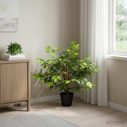 Artificial Ficus Plant Green 73 x 16 x 60 cm Fabric and Wood