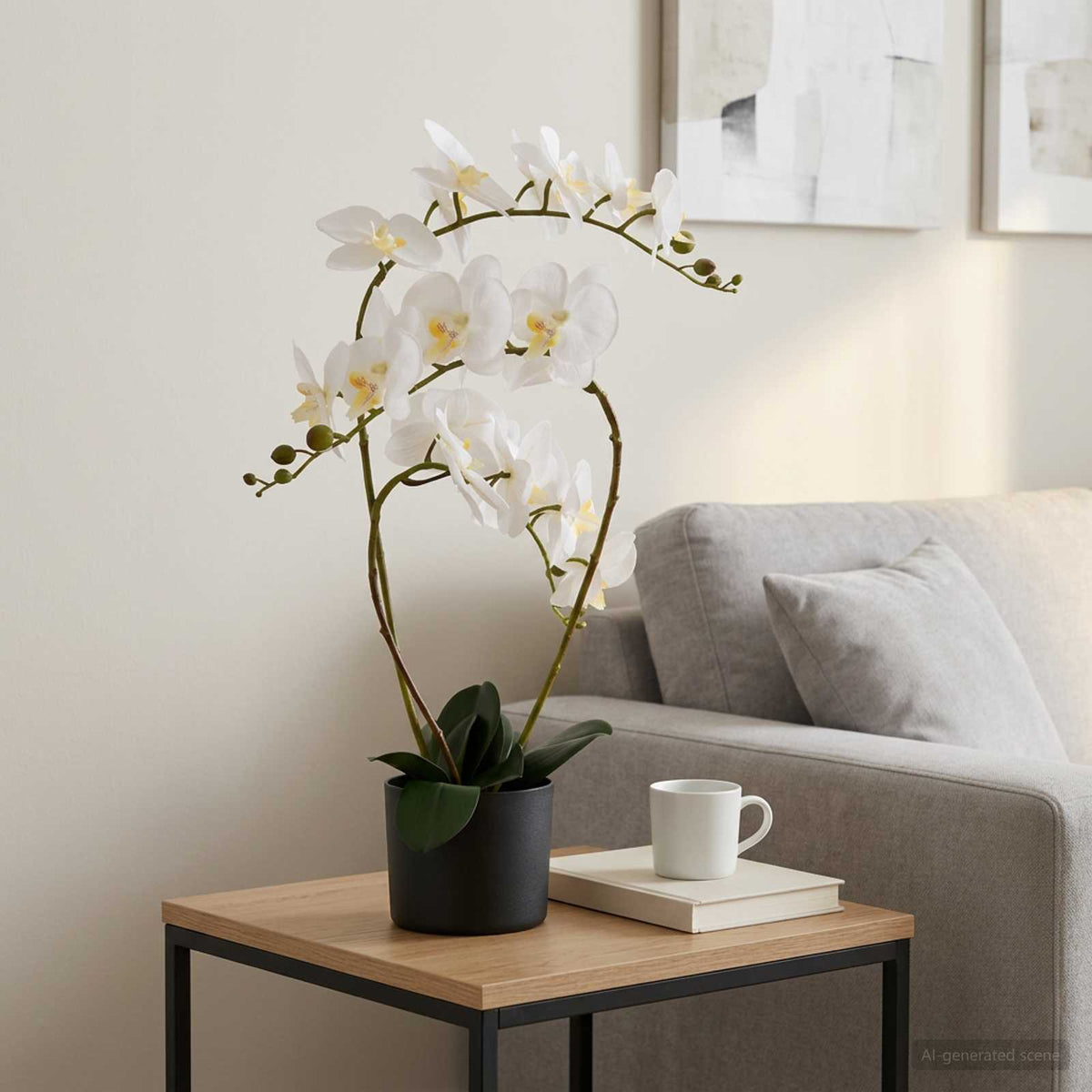 Artificial Orchid Plant with Pot White 45 x 15 x 65 cm