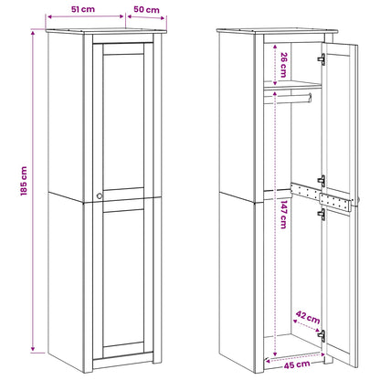 Wardrobe PANAMA Honey 51 x 50 x 185 cm Solid Pine Wood