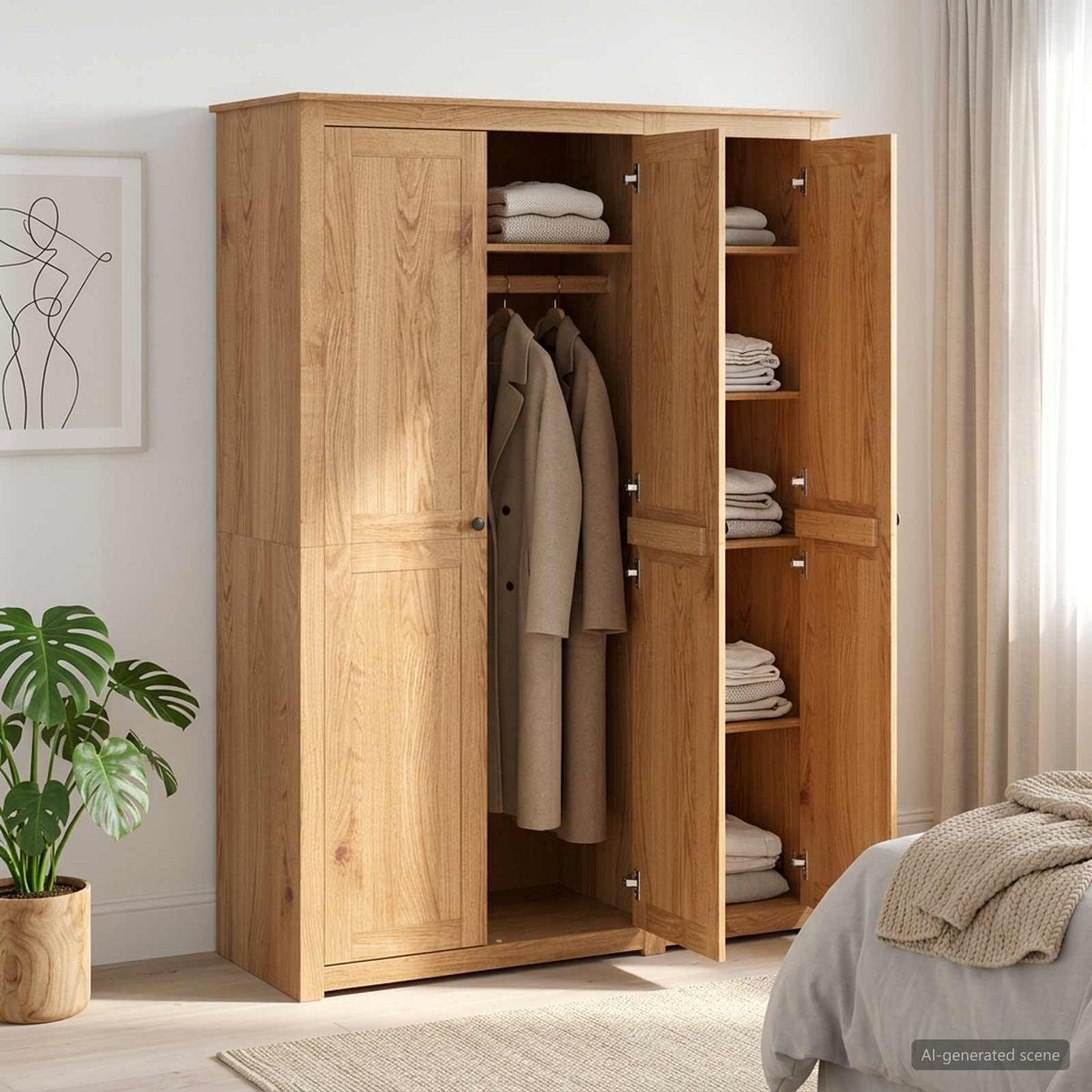Wardrobe PANAMA Honey 131.5 x 50 x 185 cm Solid Pine Wood