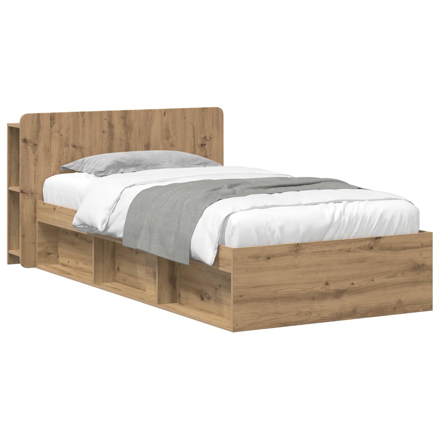 Bed Frame with Storage Artisan Oak 75 x 190 cm Engineered Wood