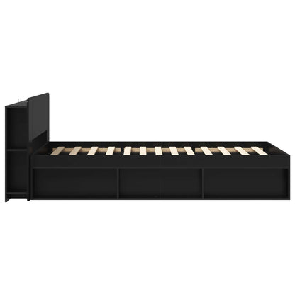 Bed Frame with Storage Black 75 x 190 cm Engineered Wood