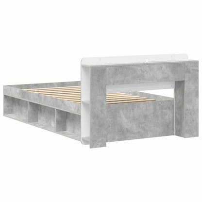 Bed Frame with Storage with Headboard Concrete Grey 75 x 190 cm