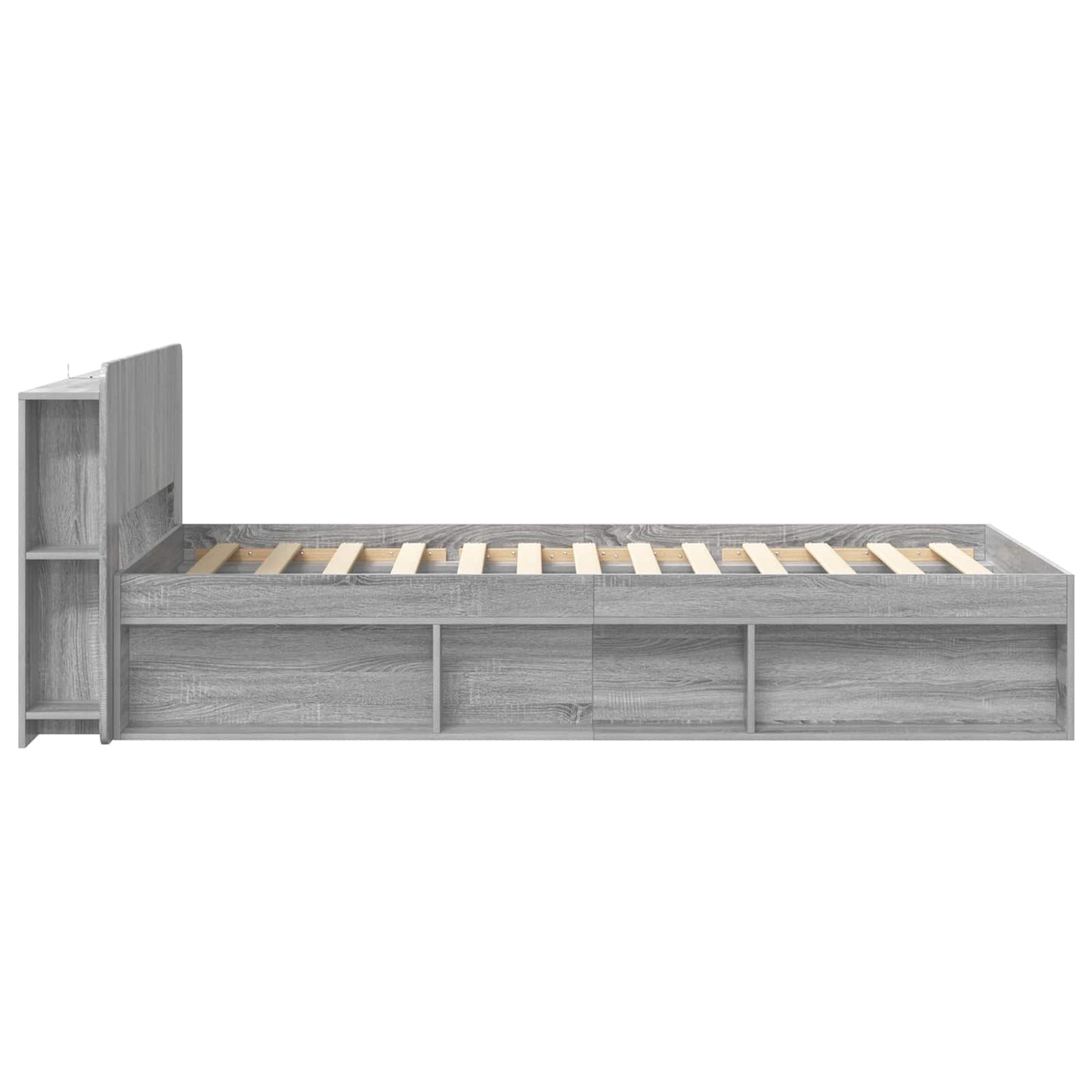 Bed Frame with Storage Grey Sonoma 75 x 190 cm Engineered Wood