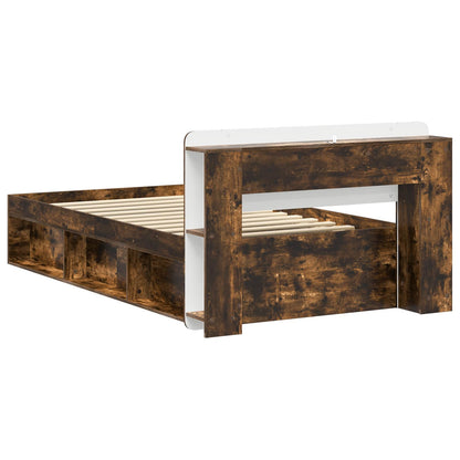 Bed Frame with Storage Smoked Oak 75 x 190 cm Engineered Wood