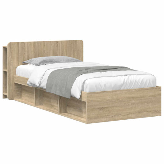 Bed Frame with Storage Sonoma Oak 75 x 190 cm Engineered Wood