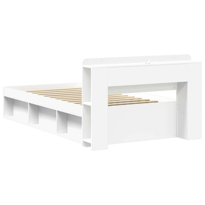 Bed Frame with Storage White 75 x 190 cm Engineered Wood