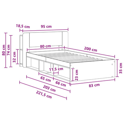 Bed Frame with Storage White 80 x 200 cm Engineered Wood